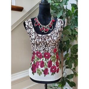Danny & Nicole Women Floral Polyester Scoop Neck Sleeveless Top Blouse Size 14W